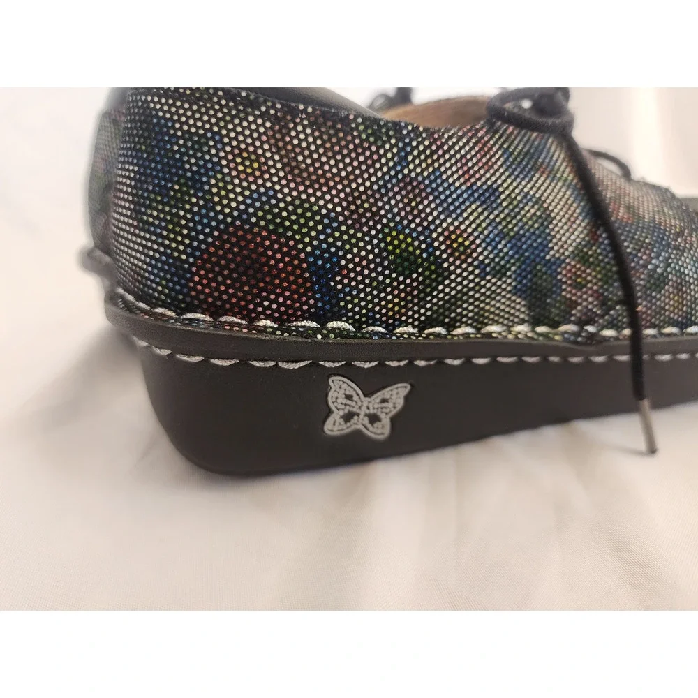 Alegria Brenna Leather Lace Up Oxfords Floral Dot Comfort Size 35 US 5 BRE-509